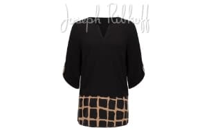 Casacca nera con fondo a griglia beige